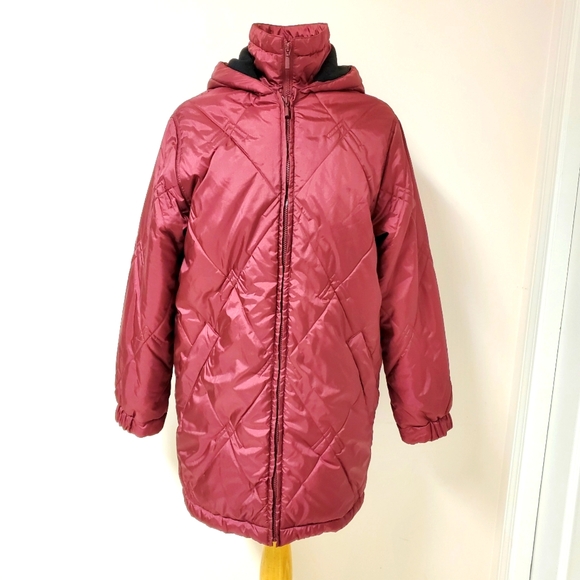 Bordeaux Red Quilted Winter Coat - Picture 2 of 12